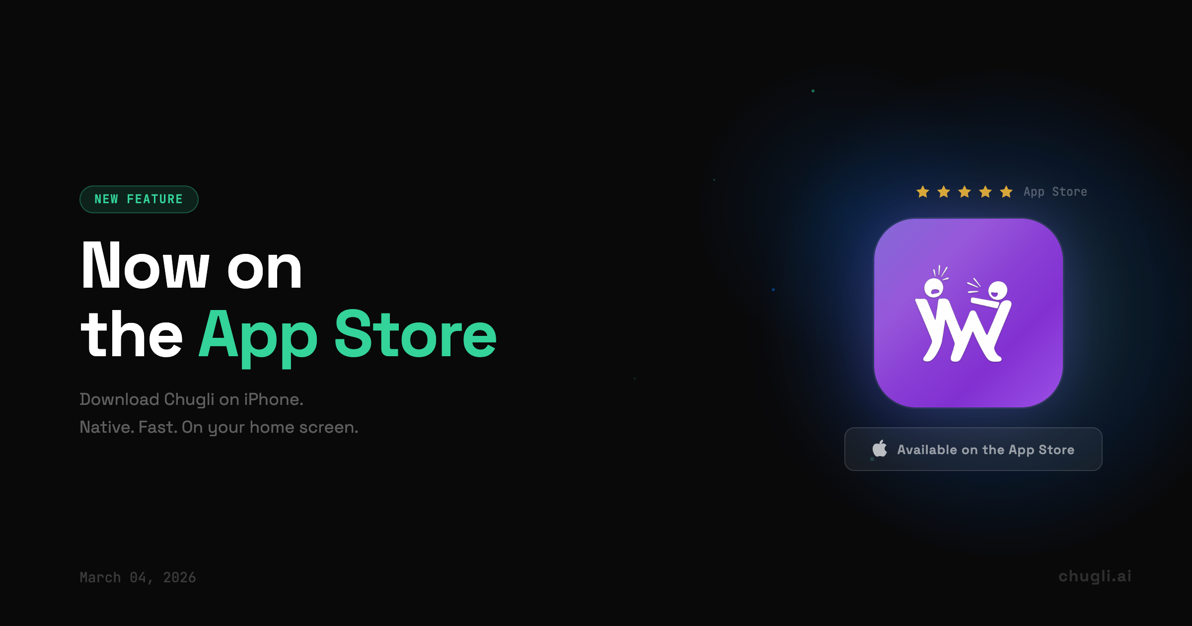 Chugli is on the App Store